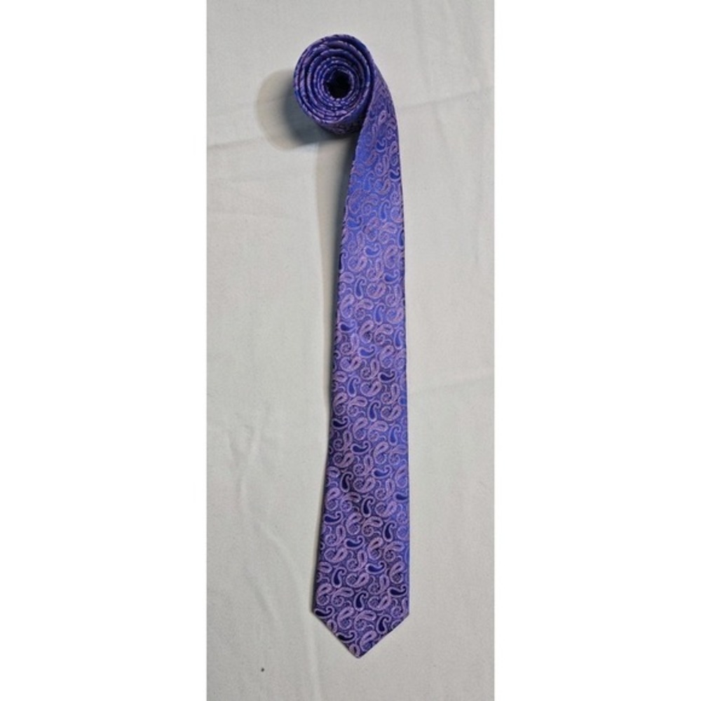 neiman marcus mens Tie Silk Paisley‎ Purple
